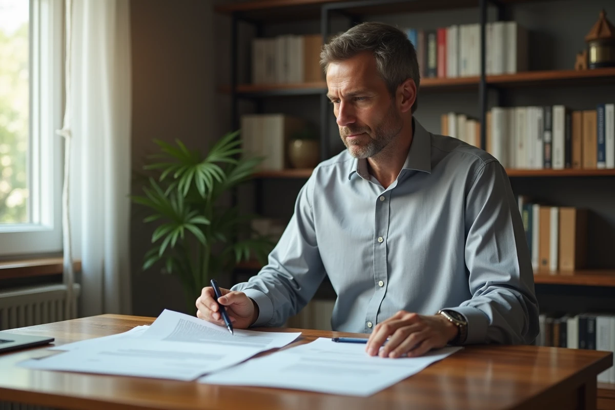 Homme en télétravail analysant un contrat CDD pour comprendre ses droits à l'indemnité après démission