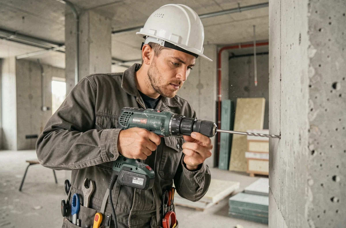 Apprenti du bâtiment développant ses compétences techniques niveau N4P2 sur un chantier en cours