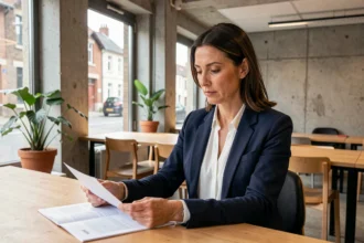 Consultante indépendante en portage salarial travaillant dans un espace de coworking à Cholet