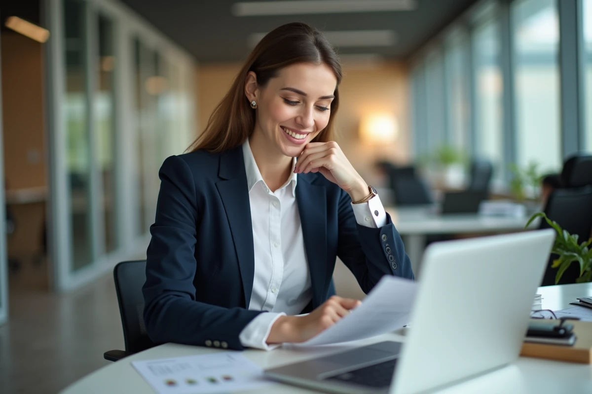 Femme d'affaires confiante dans un bureau moderne