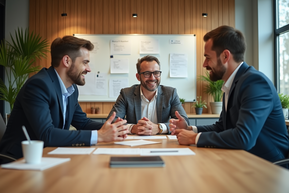 Groupe professionnel en réunion dans un espace de travail
