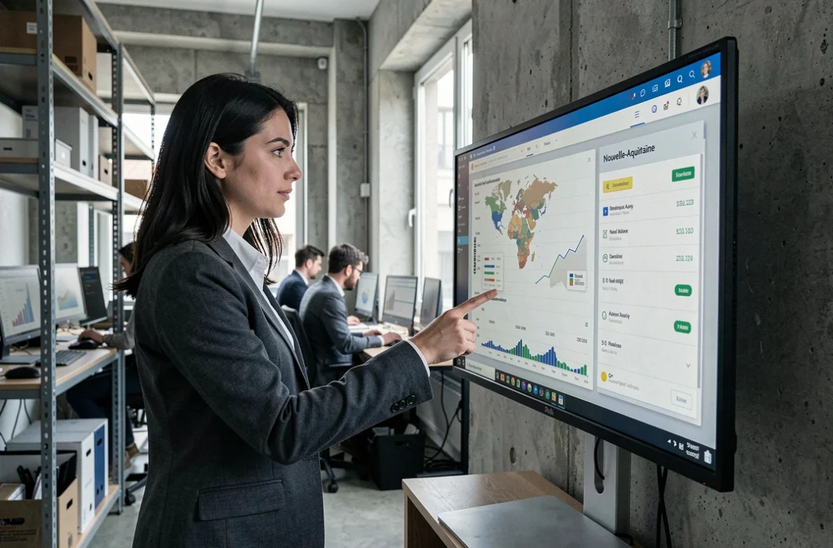Chef de projet web de l'agence NEWP présentant un tableau de bord SEO pour des entreprises locales en Nouvelle-Aquitaine
