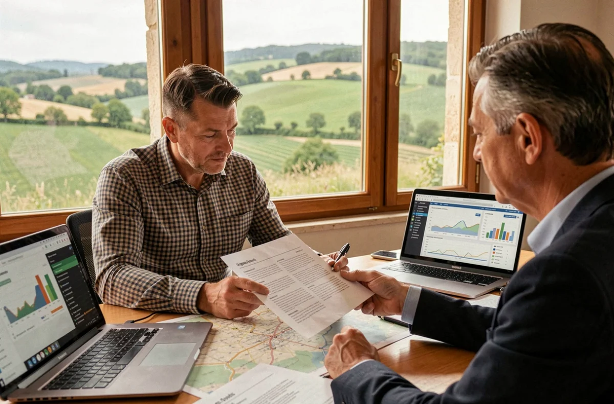 Consultant senior de l'agence Web Solutions Nouvelle-Aquitaine en réunion avec un client local pour analyser des rapports SEO